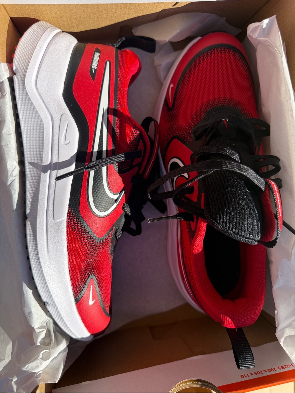 Nike Red and Black Kids' Lightweight Mesh Sneakers
